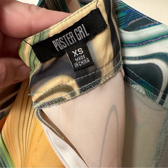 POSTER GIRL Dolls Kill High Rise Hypnosis Habits Swirl Kick Flare Rave Pants XS - Picture 12 of 16